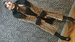 Sexy Leopard Decorate On Sexy Damsel With High High-heeled Slippers Boots